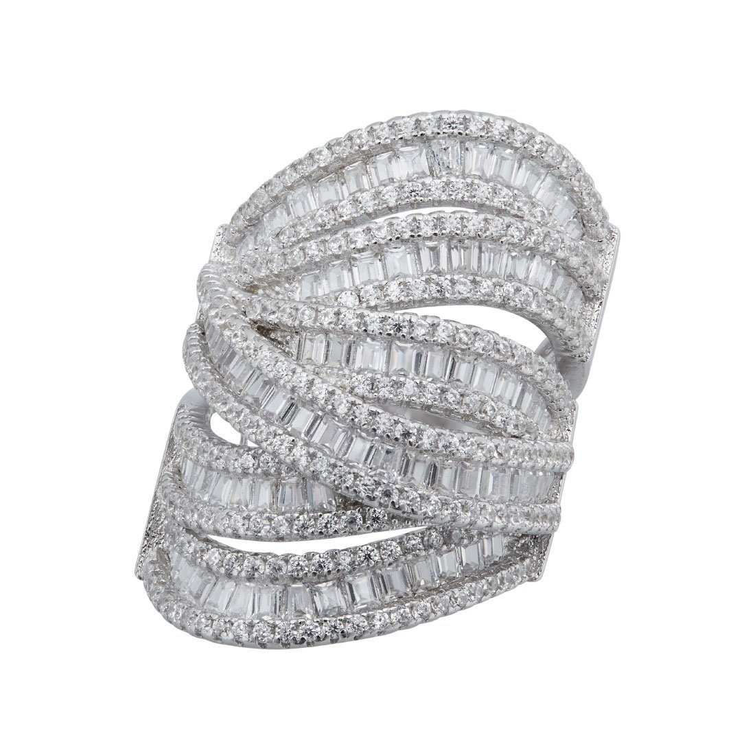 Cubic Zirconia Statement Ring in Sterling Silver Rings Bevilles 