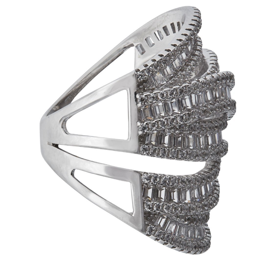 Cubic Zirconia Statement Ring in Sterling Silver Rings Bevilles 