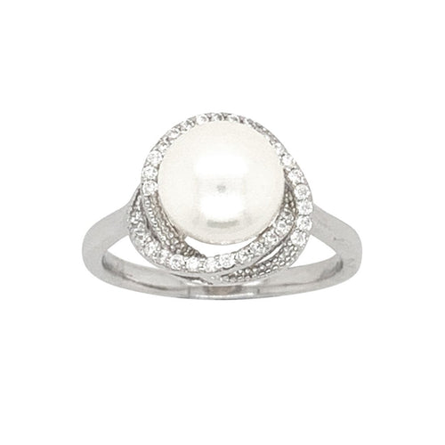 Sterling Silver Fresh Water Pearl Halo Ring Rings Bevilles 