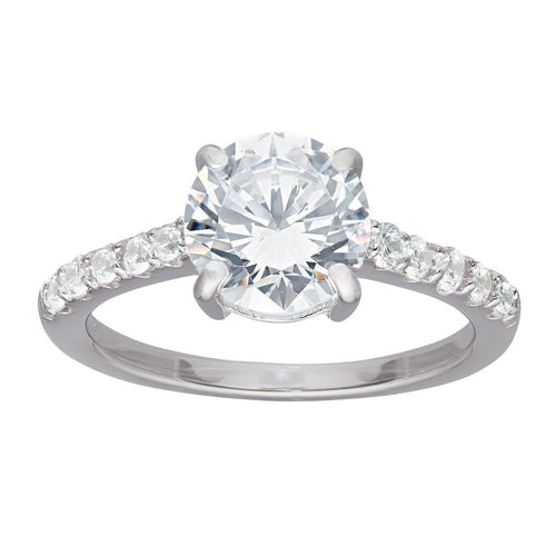 Sterling Silver Cubic Zirconia Solitaire Ring Rings Bevilles 