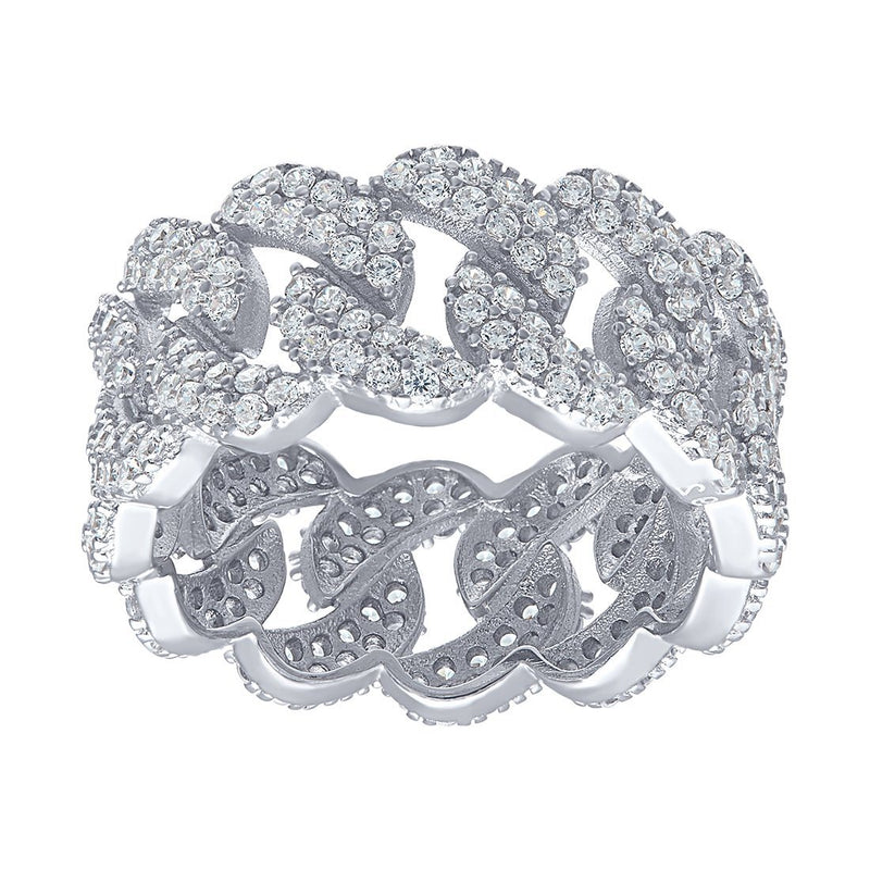 Curb Ring with Pave Crystals in Sterling Silver Rings Bevilles 
