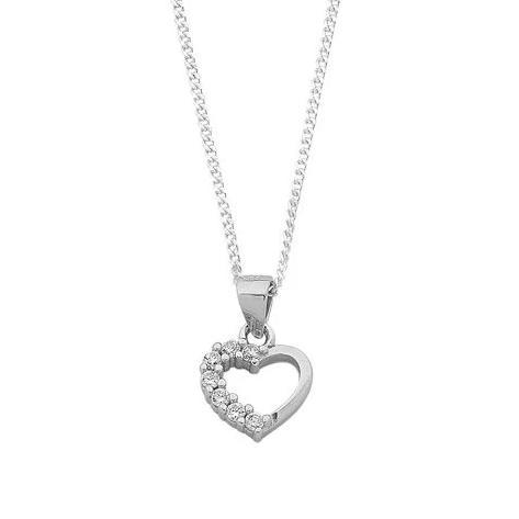 Children's Sterling Silver Cubic Zirconia Heart Necklace Necklaces Bevilles 