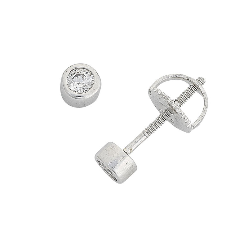 Children's Sterling Silver Mini Cubic Zirconia Bezel Earrings Earrings Bevilles 