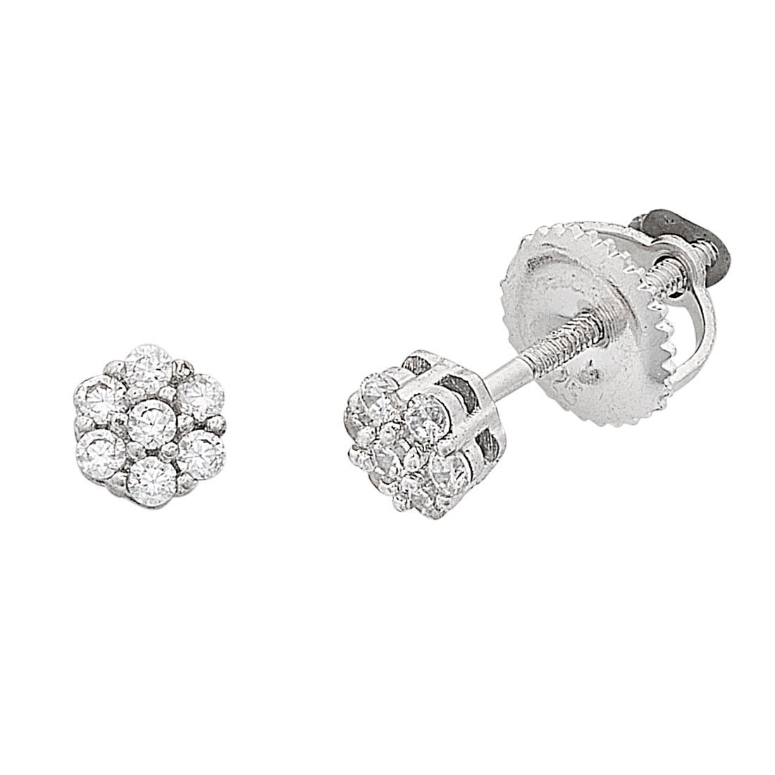 Children's Sterling Silver Cubic Zirconia Flower Earrings Earrings Bevilles 
