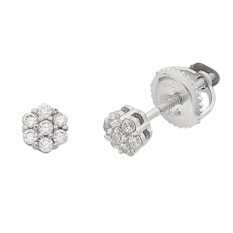 Children's Sterling Silver Cubic Zirconia Flower Earrings Earrings Bevilles 