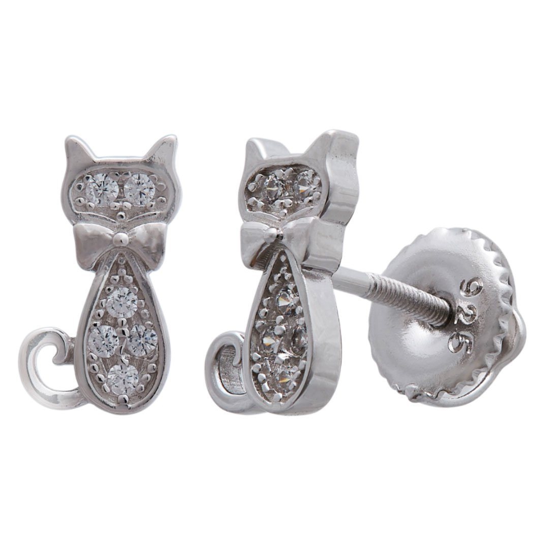 Children's Cat Sterling Silver Stud Earrings Earrings Bevilles 