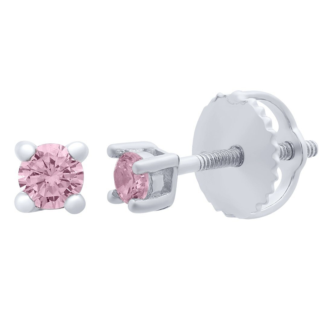 Children's Pink Cubic Zirconia Stud Earrings Earrings Bevilles 