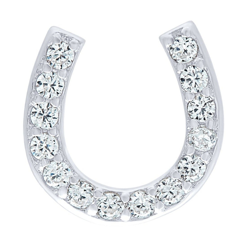 Horseshoe Stud Earrings with Cubic Zirconia in Sterling Silver Earrings Bevilles 