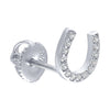 Horseshoe Stud Earrings with Cubic Zirconia in Sterling Silver Earrings Bevilles 