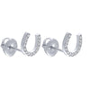 Horseshoe Stud Earrings with Cubic Zirconia in Sterling Silver Earrings Bevilles 