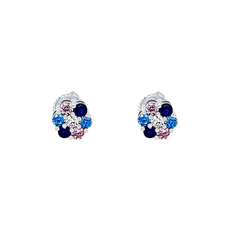 Children's Sterling Silver Multi Colour Flower Earrings Earrings Bevilles 