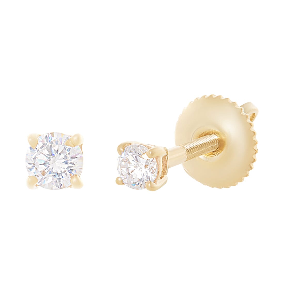 9ct Yellow Gold 3mm Stud Earring with Cubic Zirconia Earrings Bevilles 