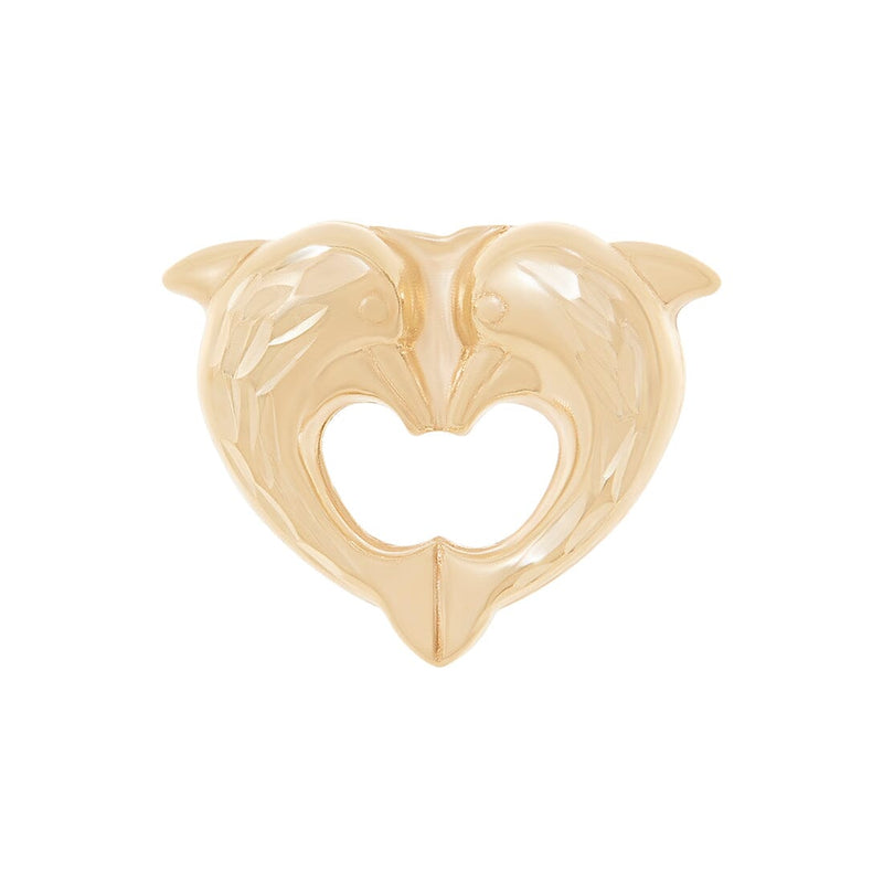 Double Dolphin Heart Stud Earrings in 9ct Yellow Gold Earrings Bevilles 