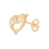Double Dolphin Heart Stud Earrings in 9ct Yellow Gold Earrings Bevilles 