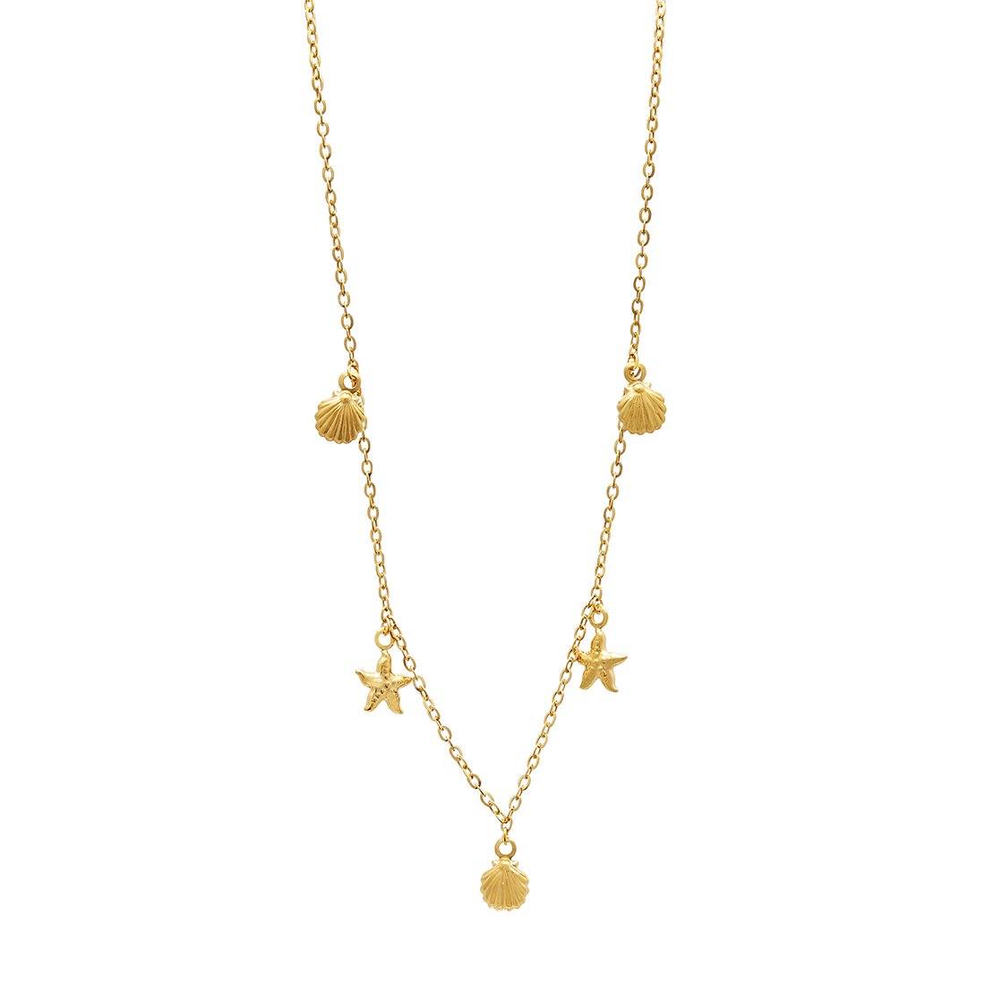 Children's Starfish & Shells Necklace in 9ct Yellow Gold Silver Infused Necklaces Bevilles 
