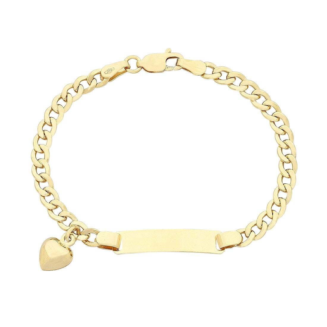 Children's 9ct Yellow Gold Silver Infused Heart Charm Bracelet Bracelets Bevilles 