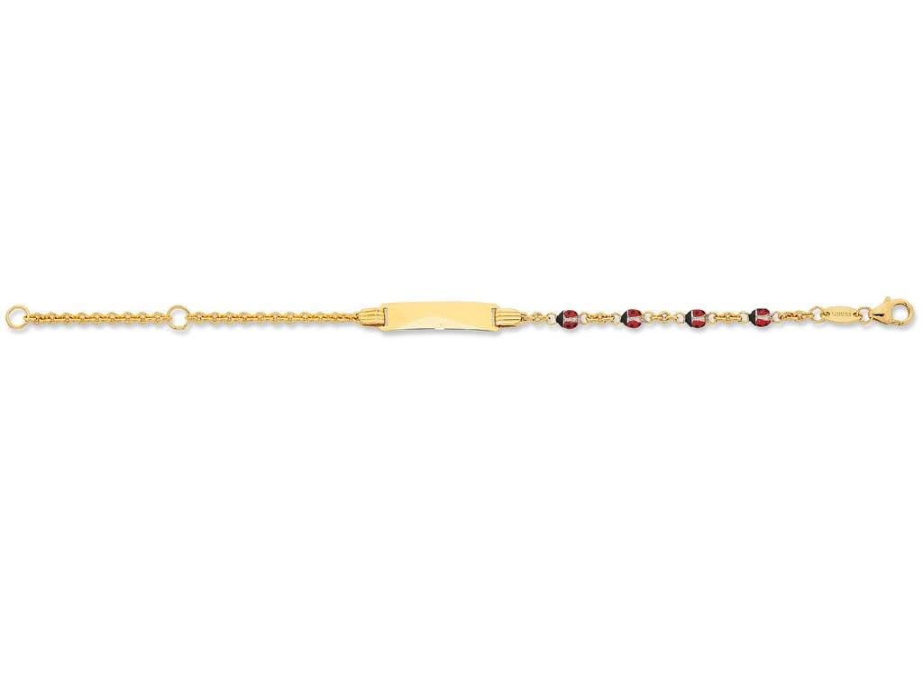 Children's 9ct Yellow Gold Silver Infused Lady Bug ID Bracelet Bracelets Bevilles 