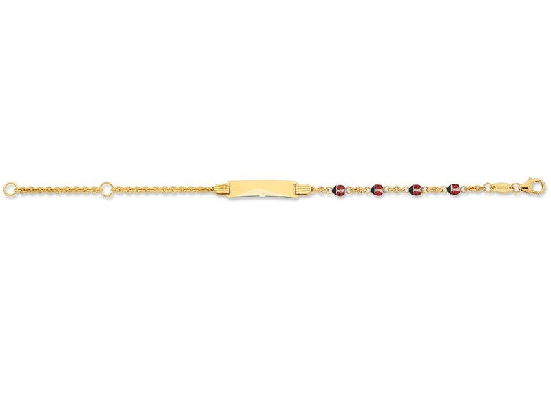 Children's 9ct Yellow Gold Silver Infused Lady Bug ID Bracelet Bracelets Bevilles 