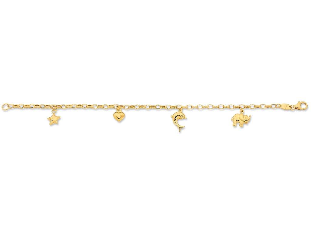 Children's 9ct Yellow Gold Silver Infused Charm Bracelet Bracelets Bevilles 