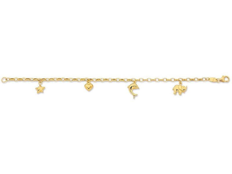 Children's 9ct Yellow Gold Silver Infused Charm Bracelet Bracelets Bevilles 