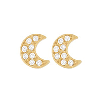9ct Yellow Gold Silver Infused Moon with Cubic Zirconia Stud Earrings Bracelets Bevilles 