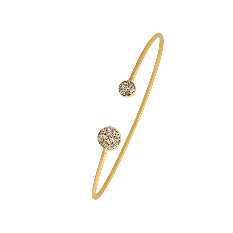 Children's 9ct Yellow Gold Silver Infused Round Cuff Cubic Zirconia Bangle Bangles Bevilles 