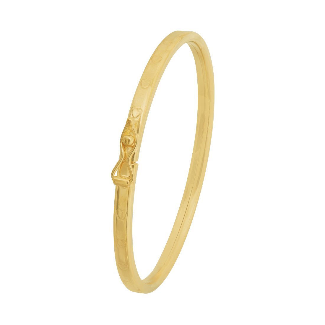 Children's 9ct Yellow Gold Silver Infused Bangle with Hearts Bracelets Bevilles 