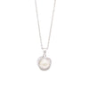 Freshwater Pearl & Cubic Zirconia Halo Swirl Necklace in Sterling Silver Necklaces Bevilles 