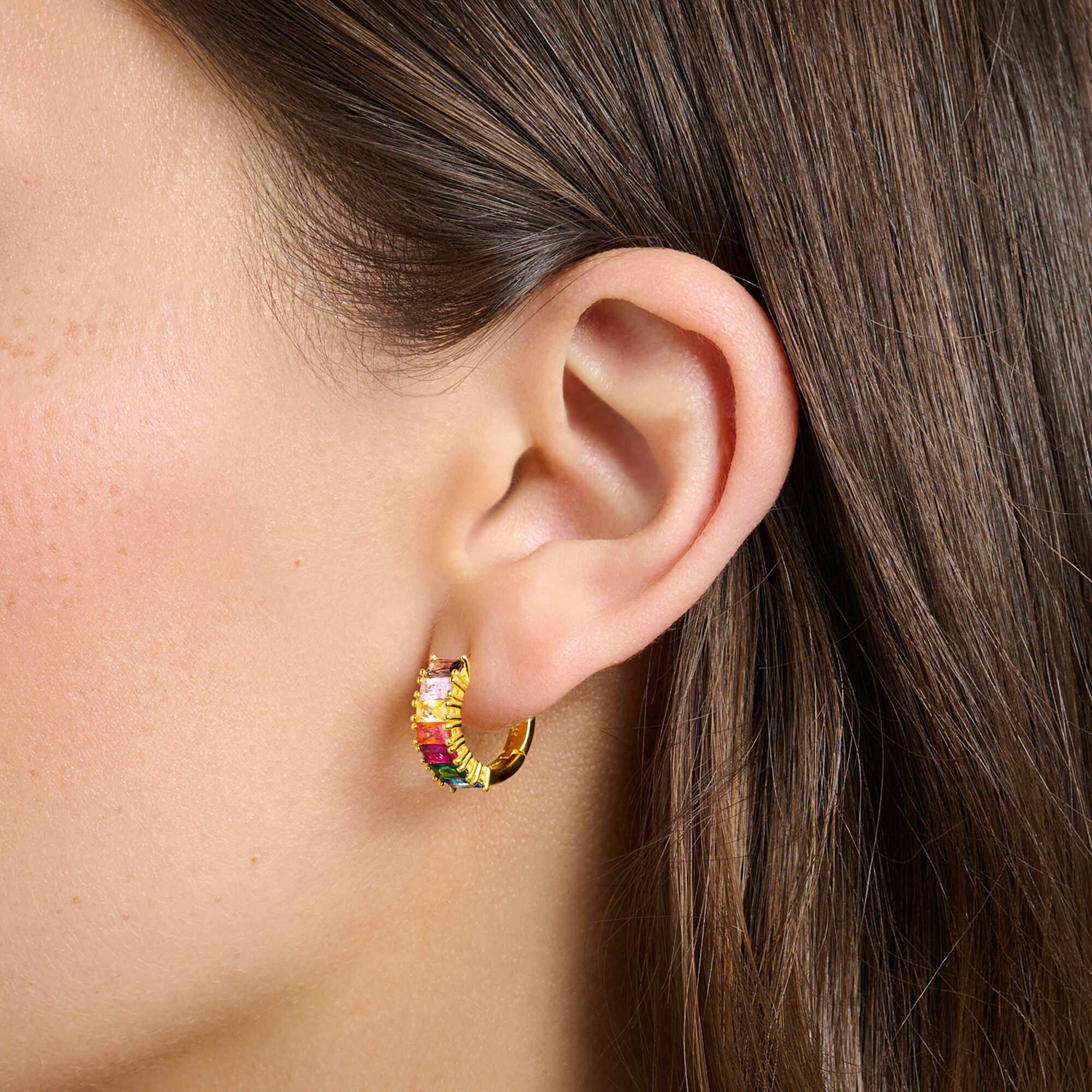 THOMAS SABO Hoop earrings colourful stones pave gold Hoop Earrings Thomas Sabo 