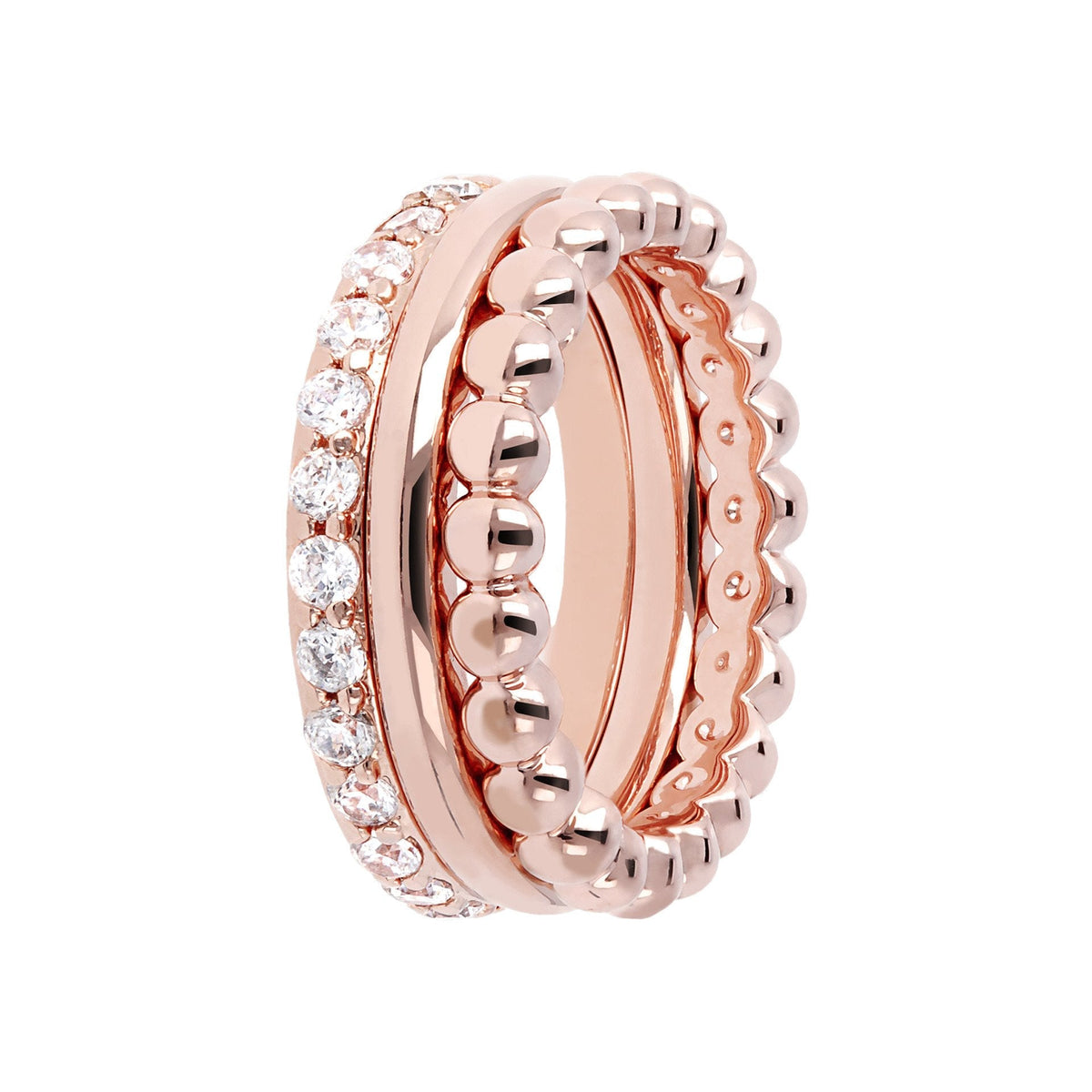 Bronzallure Set of Three Rings with Cubic Zirconia Ring Bronzallure 