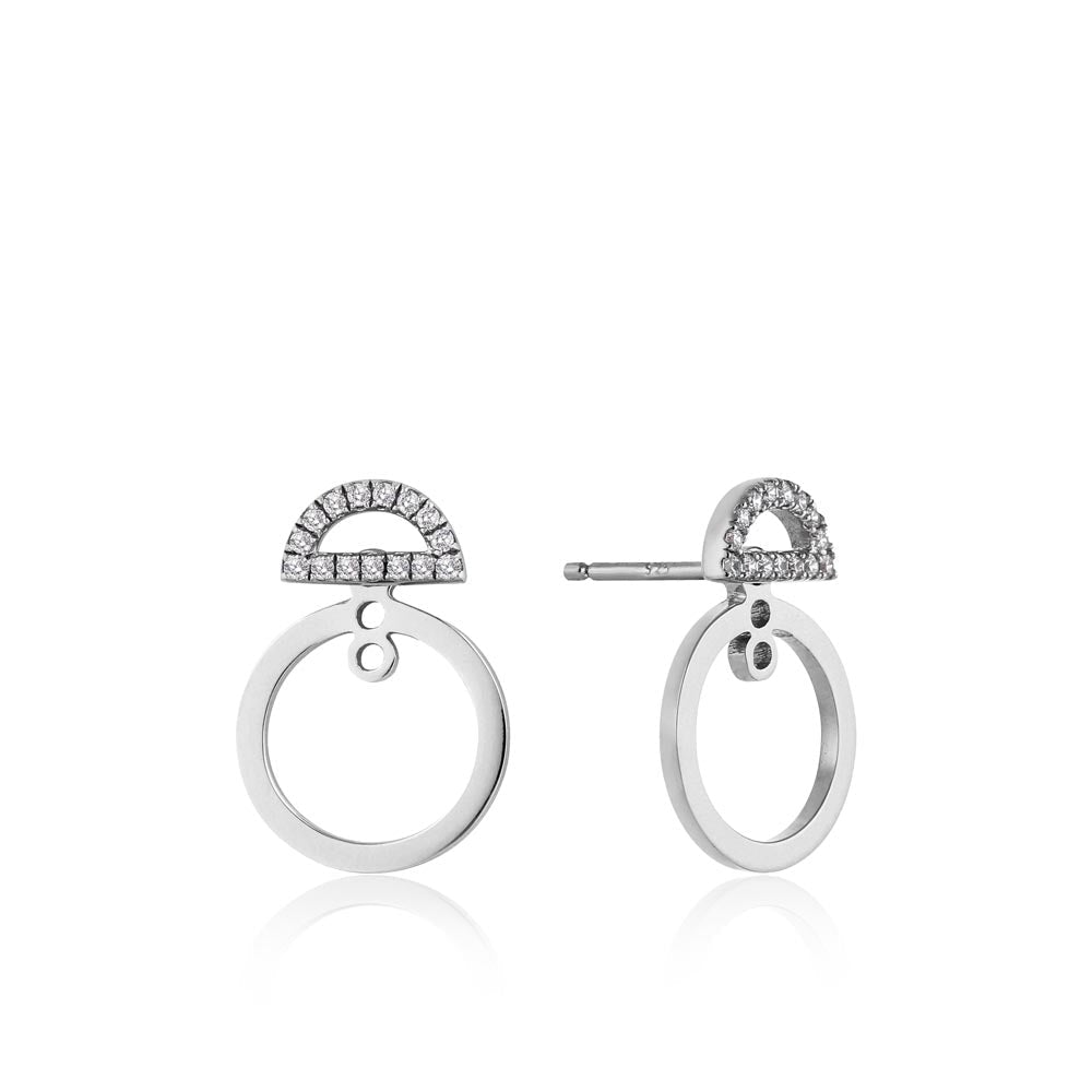 Ania Haie Shimmer Pavé Hoop Ear Jackets - Silver Earrings Ania Haie 