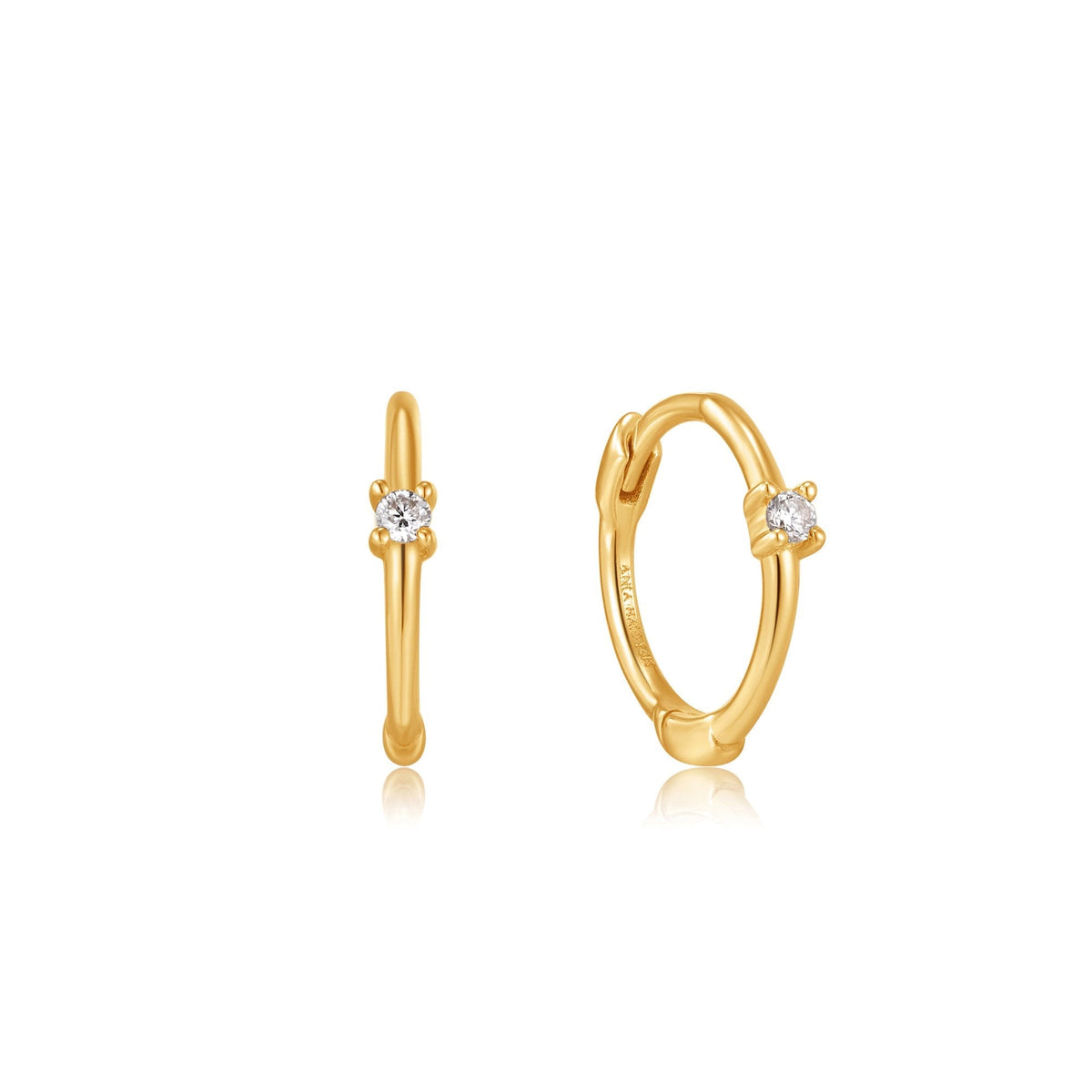 Ania Haie 14kt Gold Single Natural Diamond Huggie Hoop Earrings earrings Ania Haie 