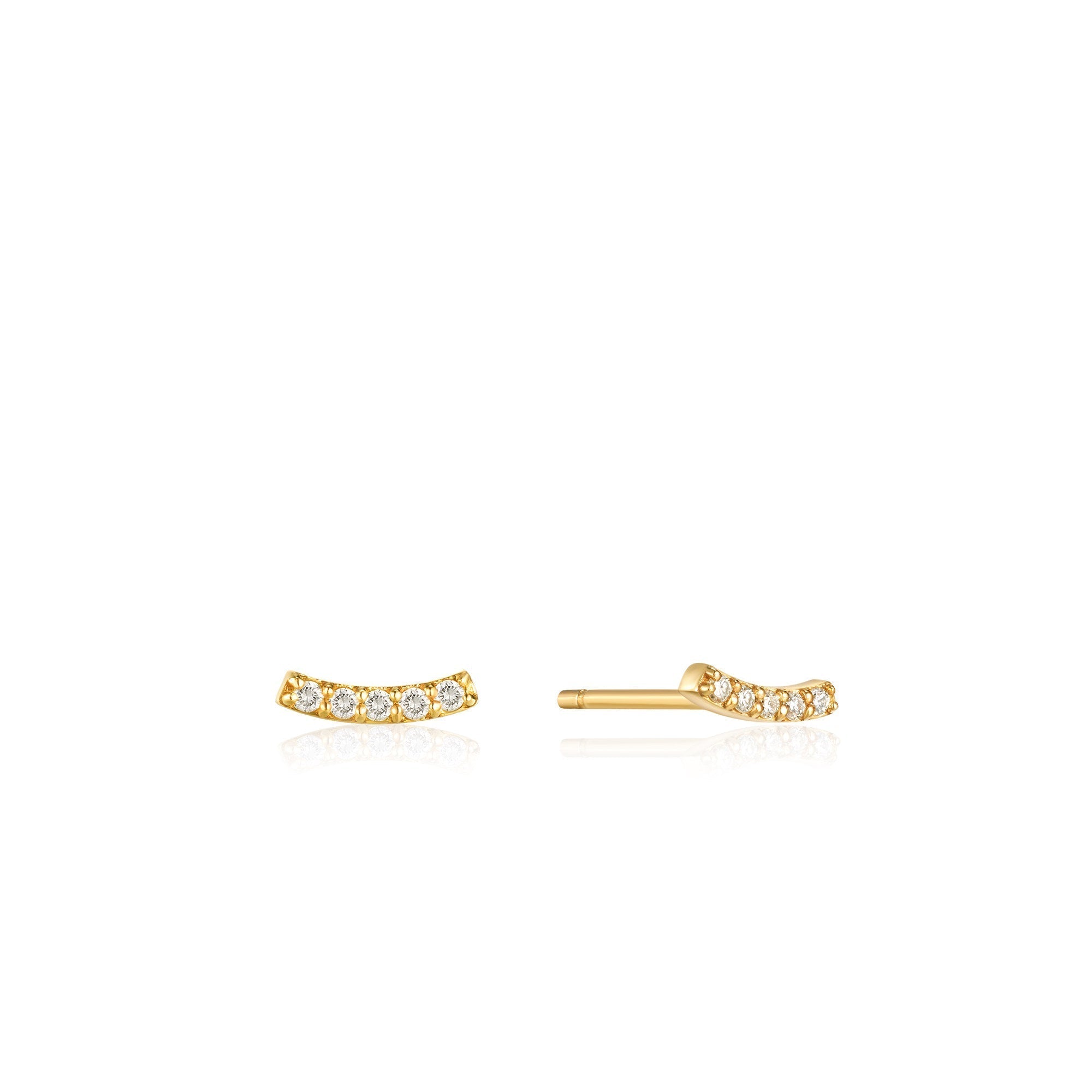 Ania Haie 14kt Gold Magma Diamond Curve Stud Earrings Earrings Ania Haie 