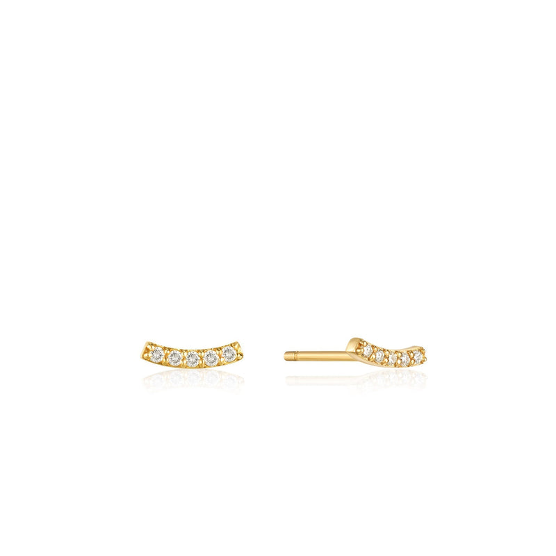 Ania Haie 14kt Gold Magma Diamond Curve Stud Earrings Earrings Ania Haie 