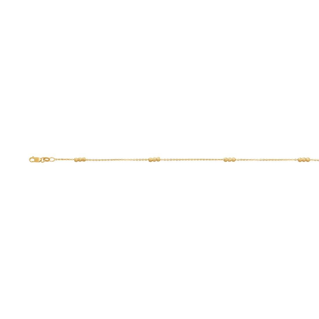 9ct Yellow Gold Silver Infused Cable Link Anklet 25cm Anklet Bevilles 