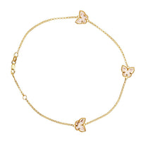 9ct Yellow Gold Pink Butterfly Anklet Anklet Bevilles 