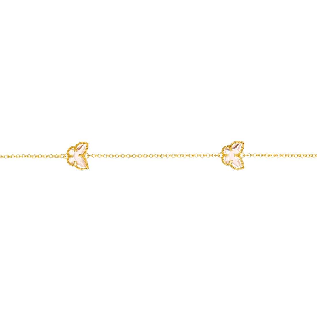 9ct Yellow Gold Pink Butterfly Anklet Anklet Bevilles 