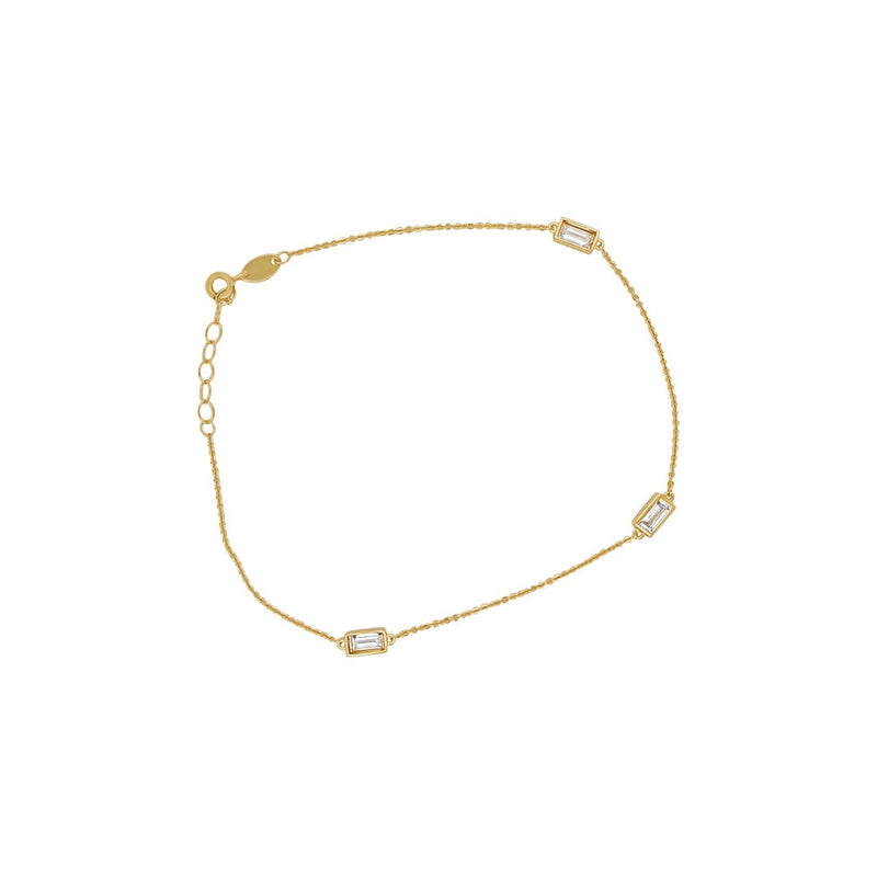 9ct Yellow Gold Silver Infused 25cm Anklet with Cubic Zirconia Anklets Bevilles 