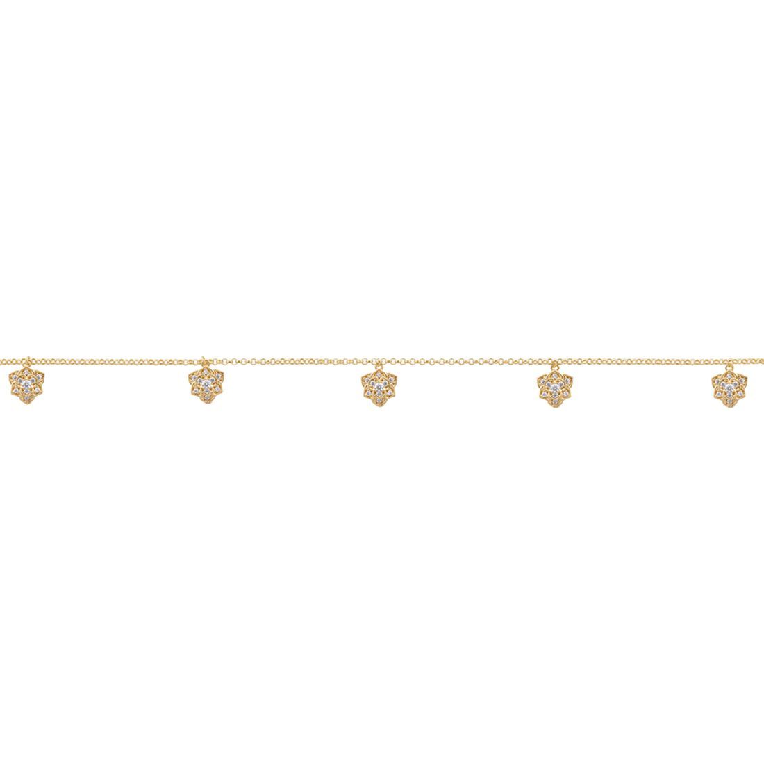 9ct Yellow Gold Silver Infused Rose Charm Anklet Anklets Bevilles 