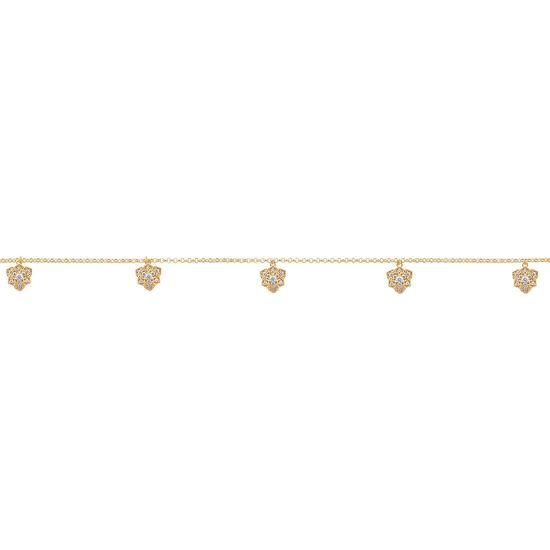 9ct Yellow Gold Silver Infused Rose Charm Anklet Anklets Bevilles 
