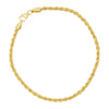 Rope Bracelet 19cm in 9ct Yellow Gold Silver Infused Bracelets Bevilles 
