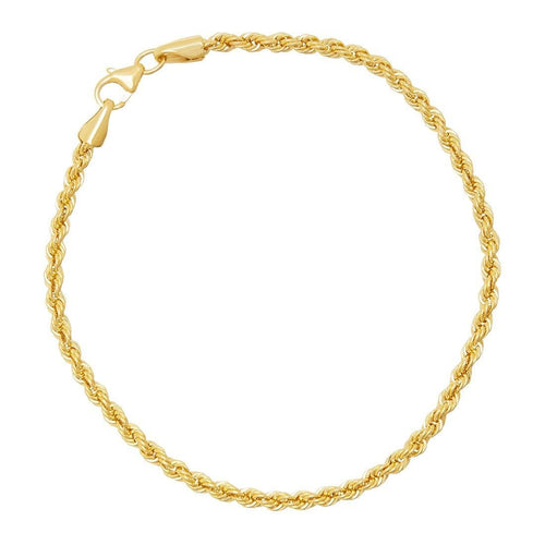 Rope Bracelet 19cm in 9ct Yellow Gold Silver Infused Bracelets Bevilles 