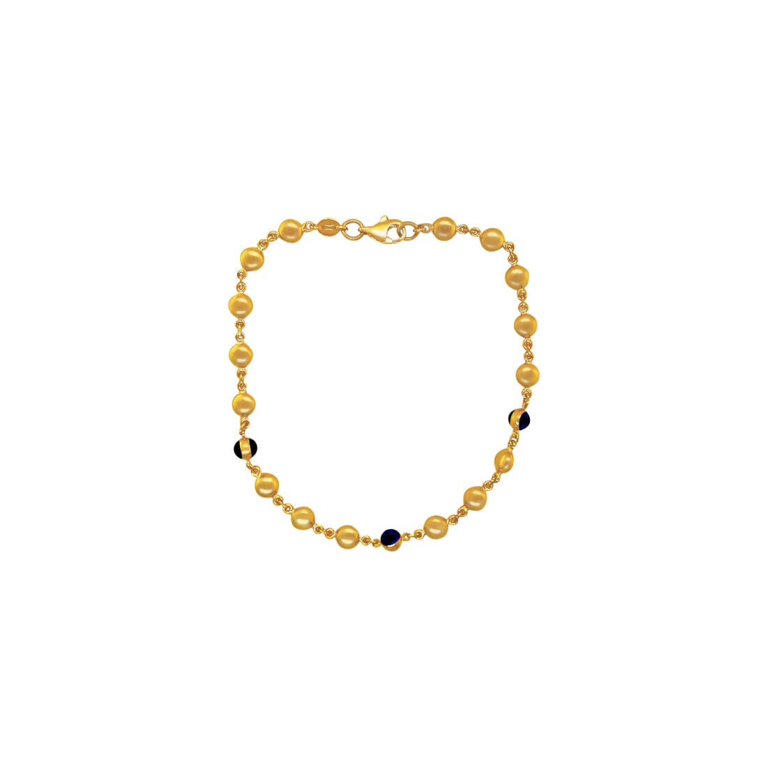 9ct Yellow Gold Silver Infused Ball and Evil Eye Bracelet Bracelets Bevilles 