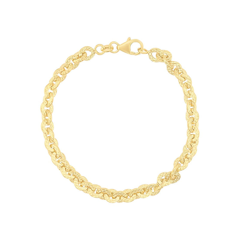 19cm 9ct Yellow Gold Silver Infused Oval Belcher Fancy Bracelet Bracelets Bevilles 