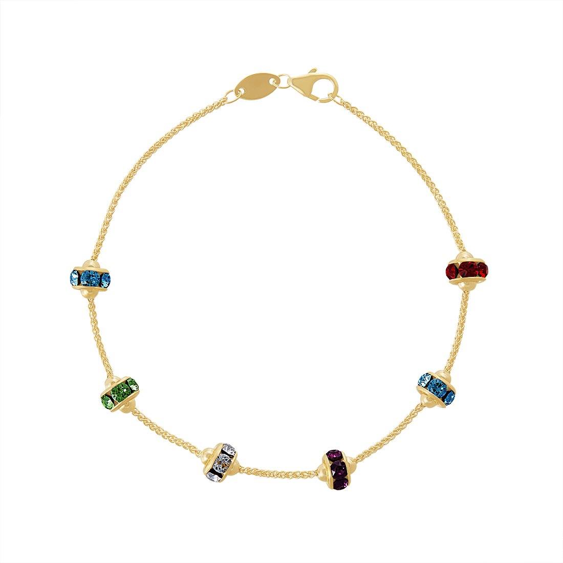 9ct Yellow Gold Silver Infused Crystal Lucky Rings Bracelet Bracelets Bevilles 