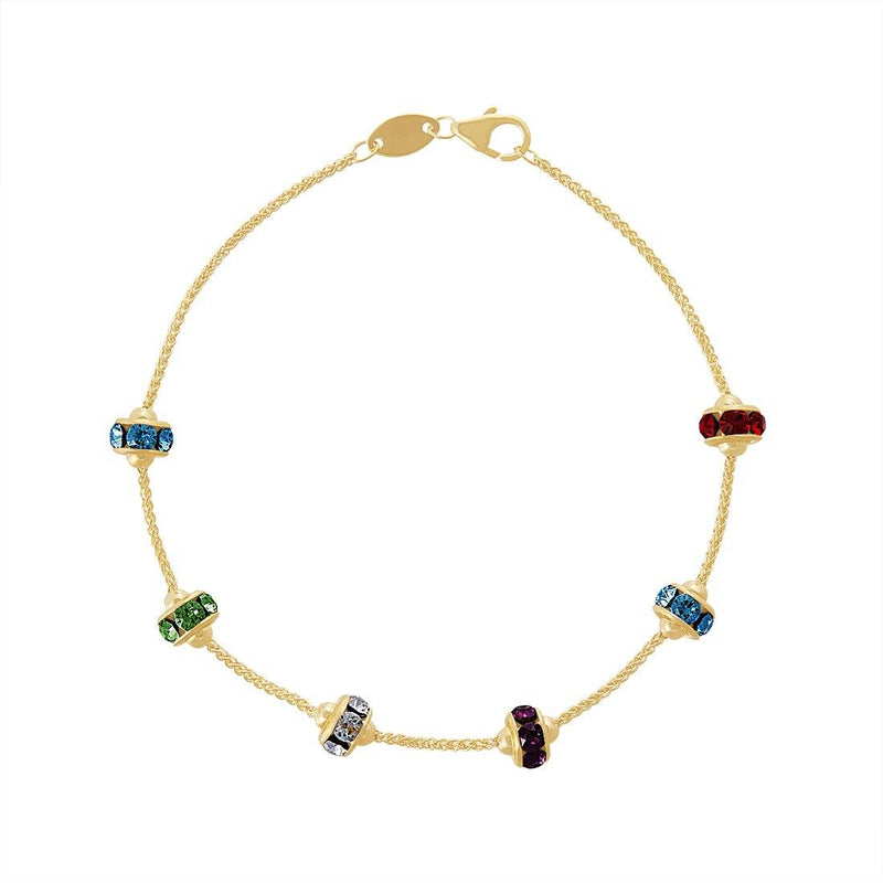 9ct Yellow Gold Silver Infused Crystal Lucky Rings Bracelet Bracelets Bevilles 