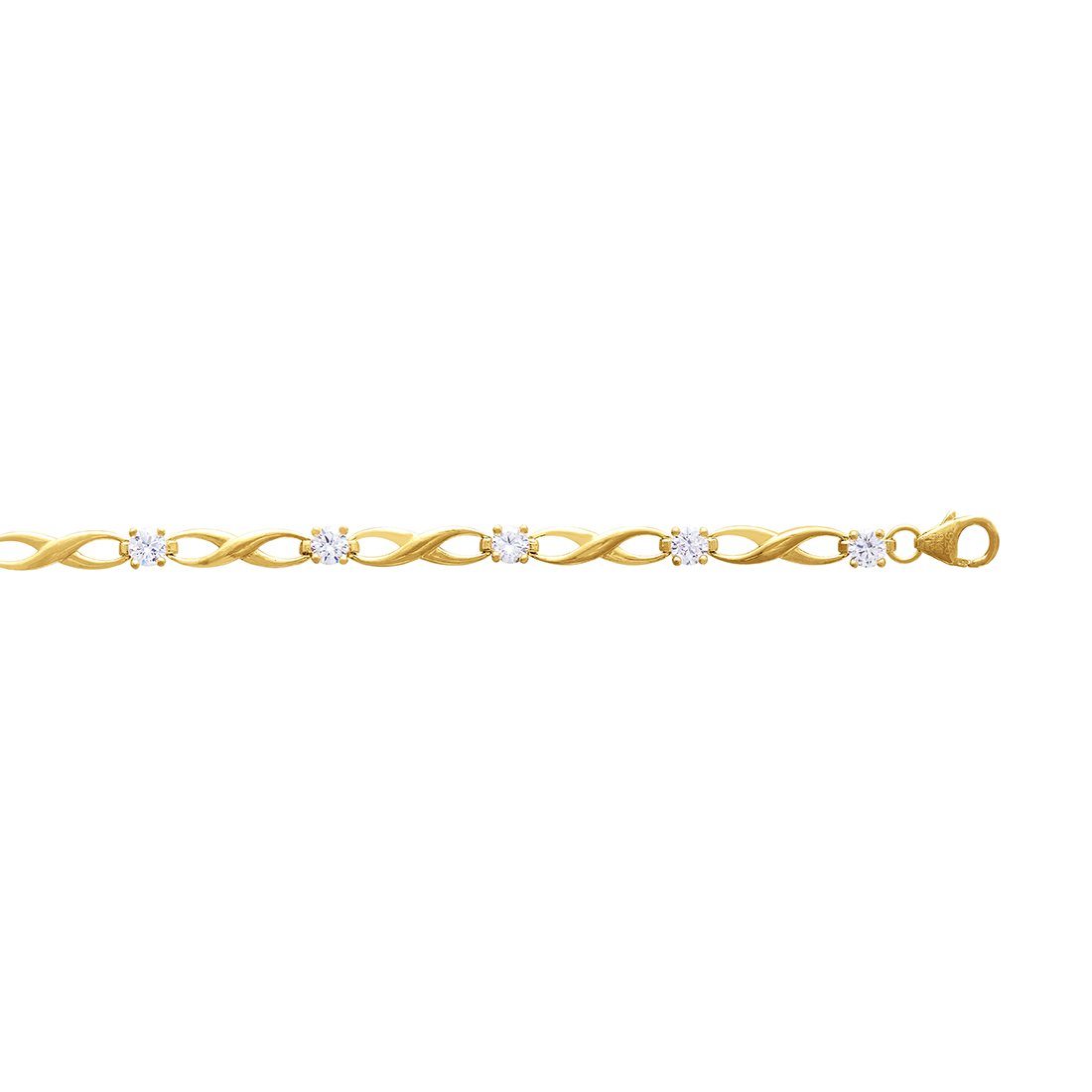 Cubic Zirconia Infinity Bracelet in 9ct Yellow Gold Silver Infused Bracelets Bevilles 