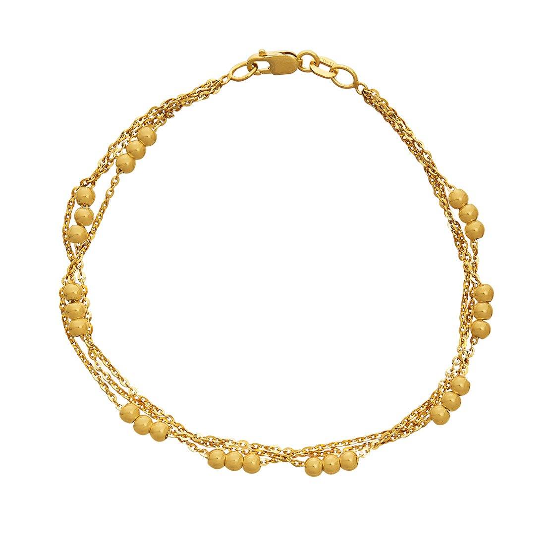 9ct Yellow Gold Silver Infused Strand & Bead Bracelet Bracelets Bevilles 