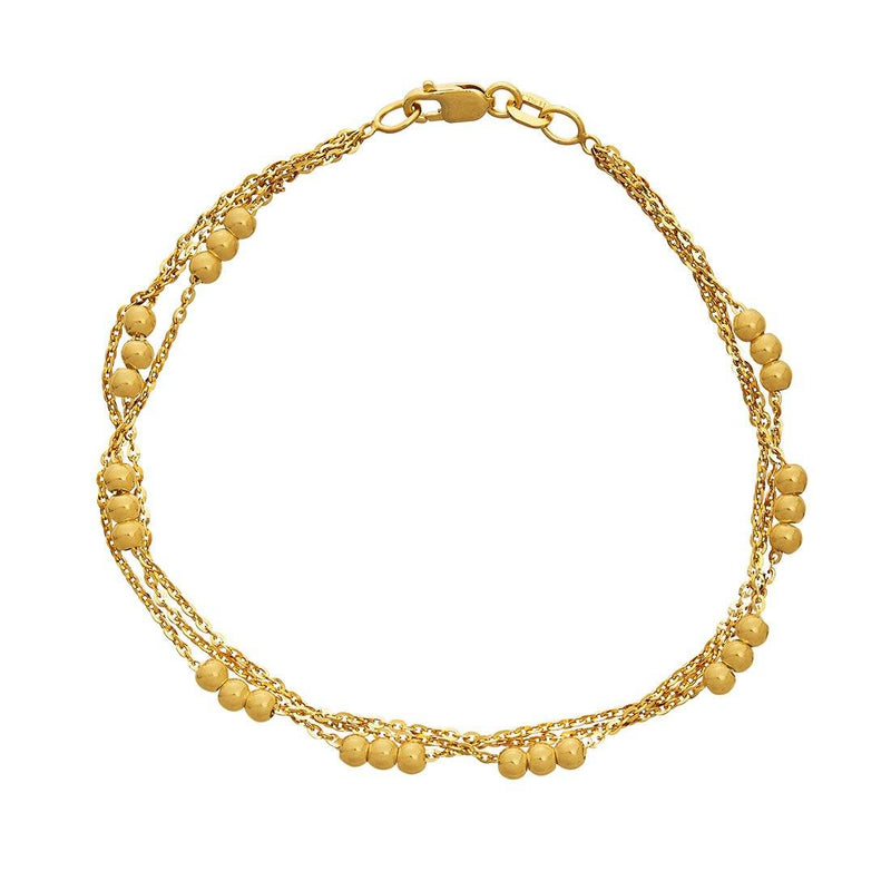 9ct Yellow Gold Silver Infused Strand & Bead Bracelet Bracelets Bevilles 