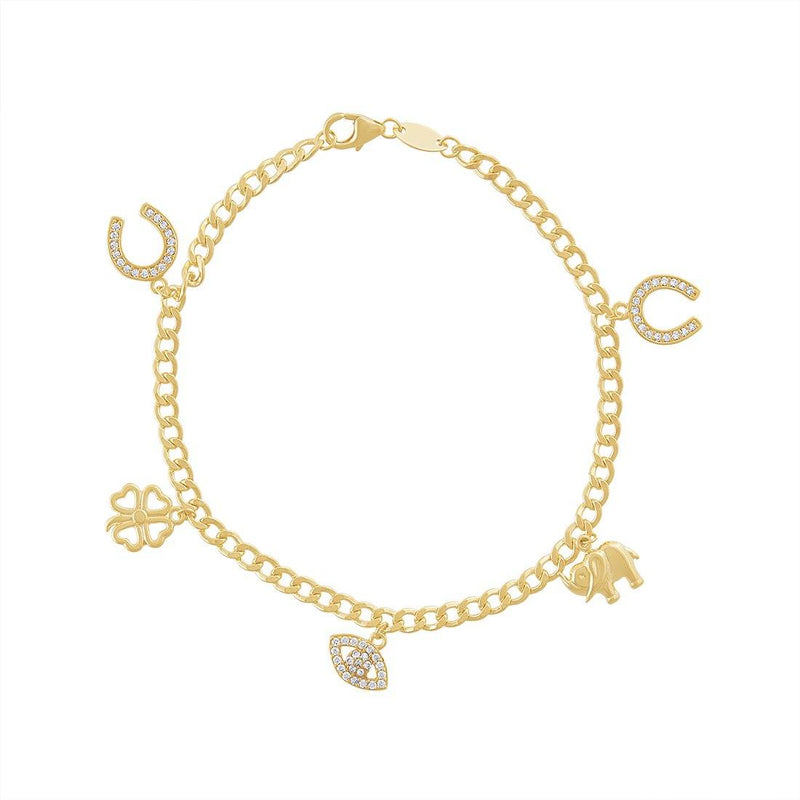 9ct Yellow Gold Silver Infused Charm Bracelet Bracelets Bevilles 
